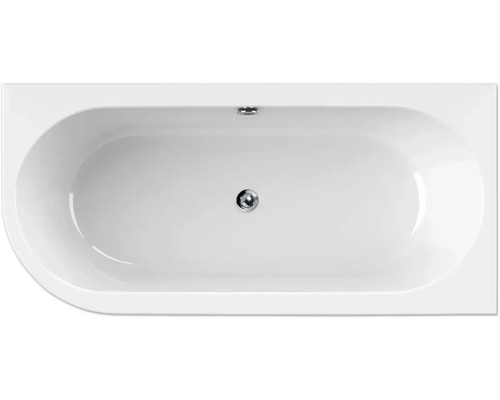 Oval geformte Badewanne von oben mit Abfluss