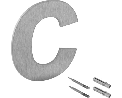 Hausnummer Buchstabe C aus Edelstahl inklusive Befestigungsmaterial