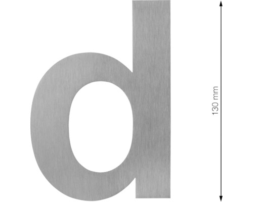 Hausnummer Buchstabe d aus Edelstahl, 130 Millimeter hoch