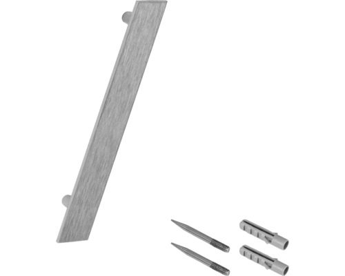 Schiebetürgriff aus Edelstahl mit Schrauben und Dübeln