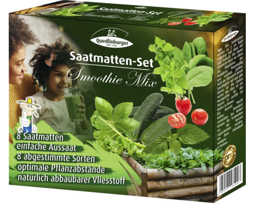 Saatmatten-Set Quedlinburger 'Smoothie' mit Basilikum, Grünkohl, Spinat, Salatgurke, Pfefferminze & Tomate