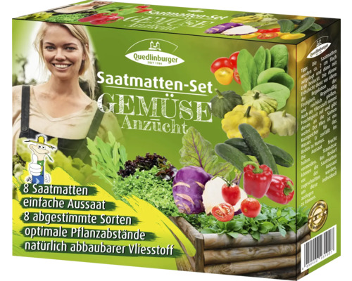 Saatmatten-Set Quedlinburger 'Gemüseanzucht' mit Kohlrabi, Spinat, Salatgurke, Paprika, Tomate & Pak Choi