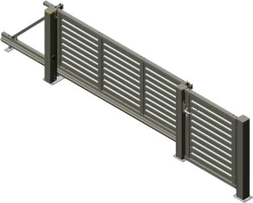Schiebetor aus Metall mit horizontalen Lamellen