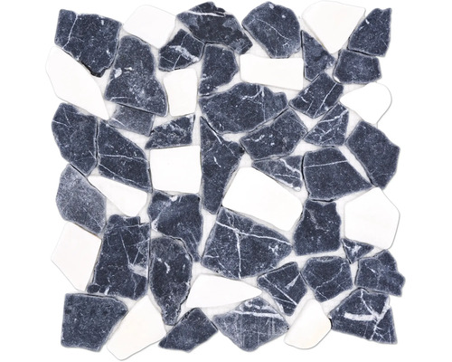 Natursteinmosaik Marmor Ciot 30 30,5x30,5 cm schwarz weiß Mosaikfliese aus Marmor und Naturstein