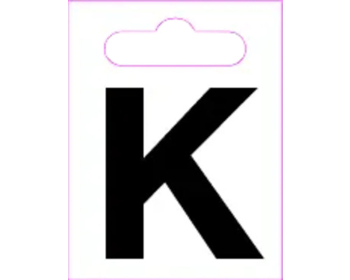 Buchstabe "K" Kunststoff H 40 mm, zum Kleben, schwarz