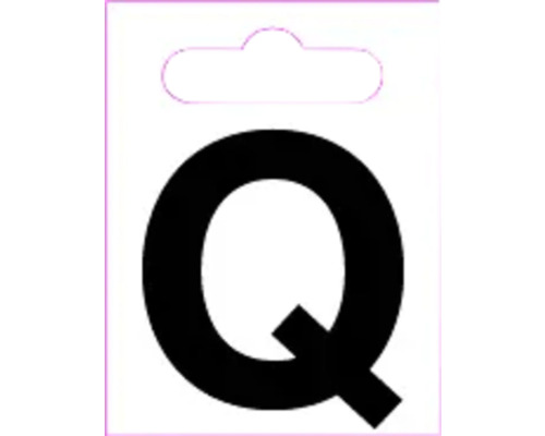 Buchstabe "Q" Kunststoff H 40 mm, zum Kleben, schwarz