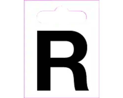 Buchstabe "R" Kunststoff H 40 mm, zum Kleben, schwarz