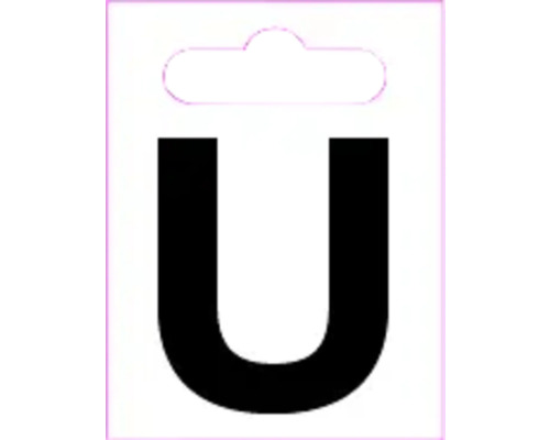 Buchstabe "U" Kunststoff H 40 mm, zum Kleben, schwarz