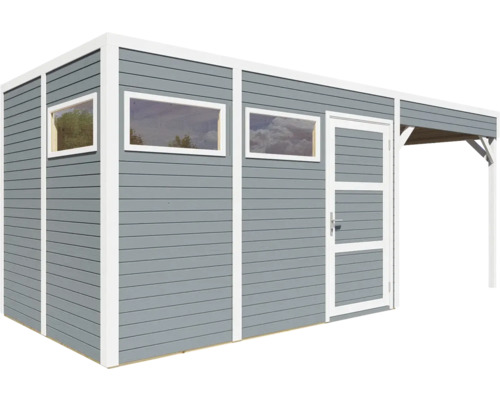 Gartenhaus mit Fenster, Tür und Überdachung aus Holz