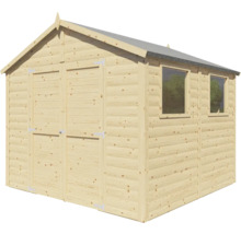 Holzgartenhaus mit Doppeltür und zwei Fenstern