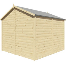 Holzgartenhaus mit grauer Dachabdeckung