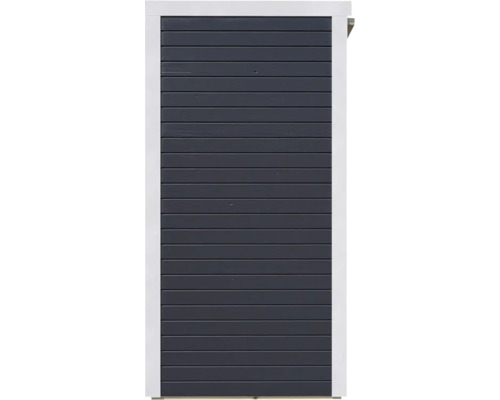 Detailansicht einer Gartenhauswand mit horizontaler Holzverkleidung