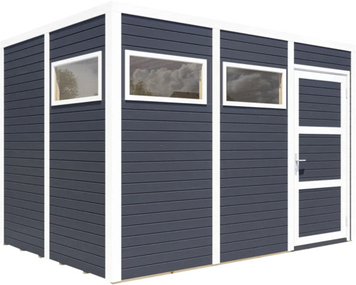 Gartenhaus aus Holz mit Fenstern und Tür