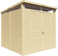 Holzgartenhaus mit Doppeltür und Lamellenstruktur