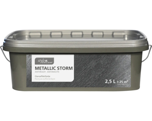 StyleColor METALLIC STORM Glanzeffektfarbe anthrazit 2,5 L Farbeimer mit 2,5 Liter anthrazitfarbener Metallic Storm Glanzeffektfarbe