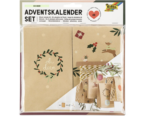 Adventskalender Set mit Säckchen, Schnur und Aufklebern
