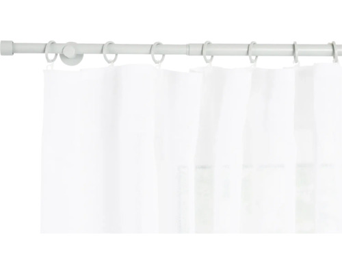 Gardinenstangen Set ausziehbar Cosy warm grey 120-210 cm Ø 16/19 mm Gardinenstange mit weißen Vorhängen und Ringen