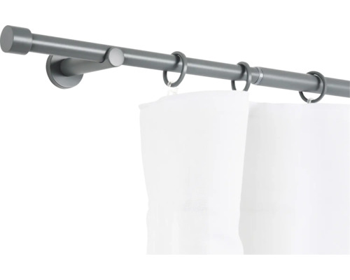 Gardinenstangen Set ausziehbar Cosy dark grey 160-280 cm Ø 16/19 mm Gardinenstange mit Gardinenringen und Vorhang