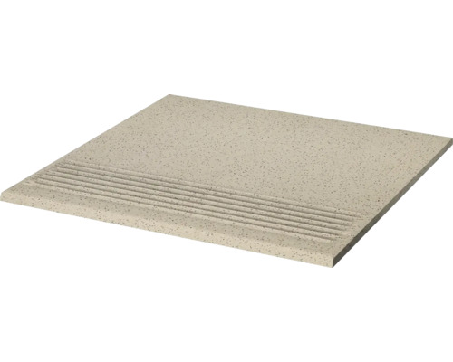 Feinsteinzeug Stufenfliesen Starline 30x30 cm hellbeige matt Fliese für Treppenstufen mit Rillen