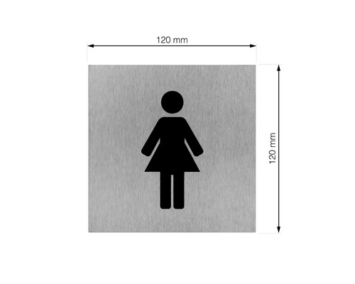 Symbolschild Toilette Damen, 120 mal 120 Millimeter