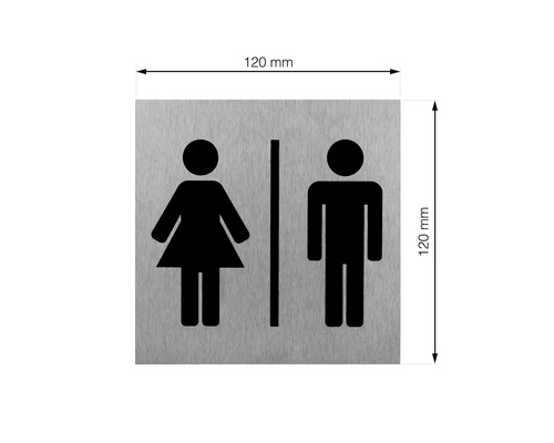 Toilettenschild mit Damen- und Herrensymbolen, 120 mm