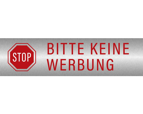 Hinweisschild "Bitte Keine Werbung" 150x40 mm, Edelstahl