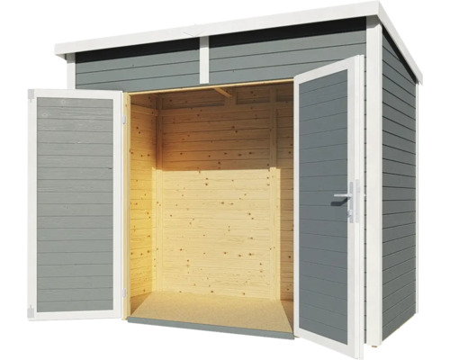 Offener Holz Geräteschuppen mit Doppeltür