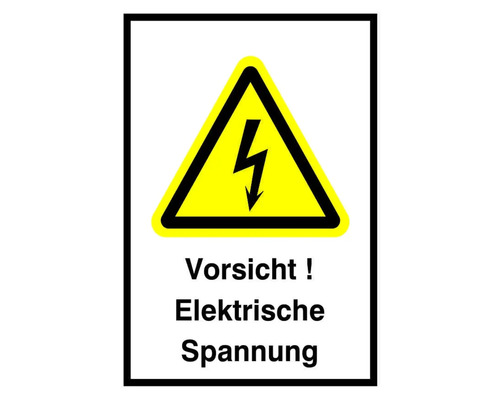 Warnschild "Vorsicht! Elektrische Spannung" 52x74 mm, zum Kleben