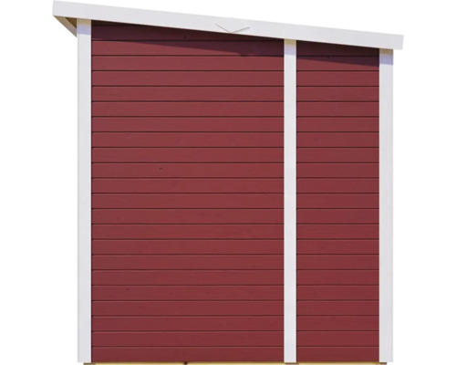 Rote Gartenlaube mit weißem Rahmen