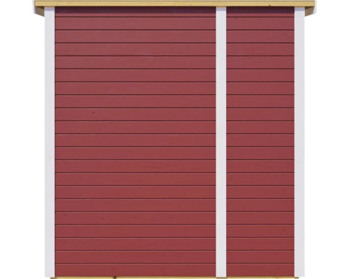 Außenwand eines Gartenhauses aus Holz