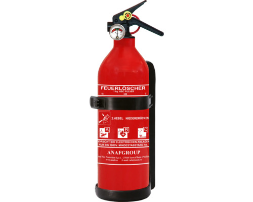 Dauerdruck-Feuerlöscher ABC Pulver Modell PS1-X ABC TOP, 1 kg Feuerlöscher mit Manometer und Tragevorrichtung