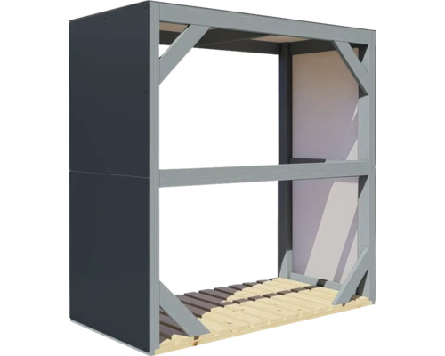 Brennholzregal aus Holz mit zwei Ebenen