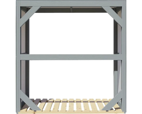 Holzlager mit zwei Fächern und Lattenrost