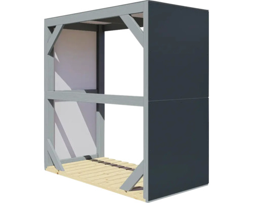 Holzlager für den Garten mit Rückwand