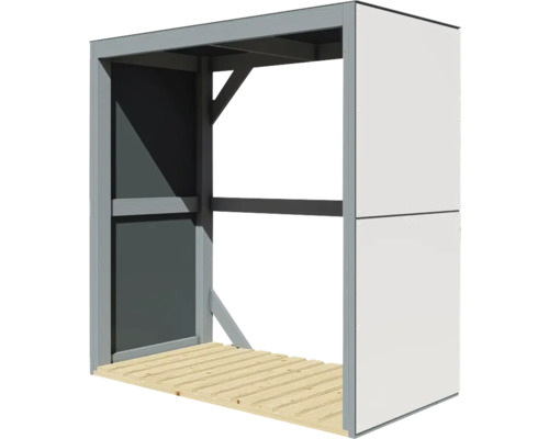 Holzlager mit Holzboden und Seitenwänden