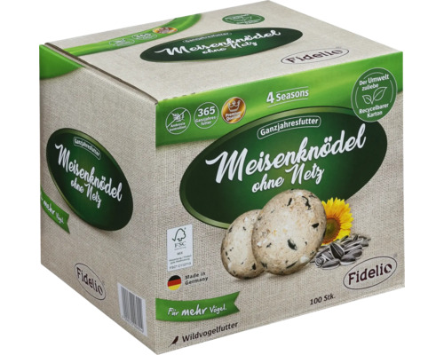 Wildvogelfutter Fidelio Meisenknödel 100er ohne Netz im Karton 8,3 kg auch zur Ganzjahresvogelfütterung, Ambrosia kontrolliert Wildvogelfutter Fidelio Meisenknödel 100er ohne Netz im Karton 8,3 kg auch zur Ganzjahresvogelfütterung, Ambrosia kontrolliert