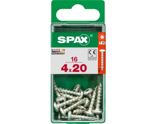 Spax Universalschraube Torx T20, Halbrundkopf, 4x20 mm, 16 Stück Packung mit 16 Spax Schrauben 4x20
