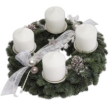 Adventskranz Nobilistanne Ø 30 cm inkl. Stumpenkerzen Ø 7 cm H 8 cm weiß-thumb-0 Adventskranz Nobilistanne Ø 30 cm inkl. Stumpenkerzen Ø 7 cm H 8 cm weiß-thumb-0