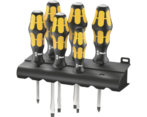 Schraubendreher-Set Wera 932/6 Rack 6-tlg. (Schlitz, Kreuzschlitz, Phillips) Sechs Wera Schraubendreher mit Halter