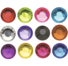 Zwölf farbige Strasssteine zur Dekoration