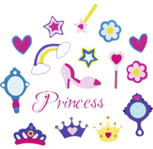 Aufkleber mit verschiedenen Motiven zum Thema Prinzessin