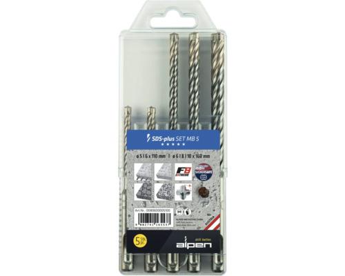 Alpen SDS-Plus Hammerbohrer Set MB 5, fünfteilig