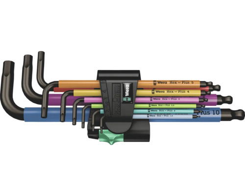 Innen-Sechskant Winkelschraubendreher-Set Wera 950/9 Hex-Plus Multicolour, 9-tlg. Wera Hex-Plus Winkelschlüsselsatz mit Halterung