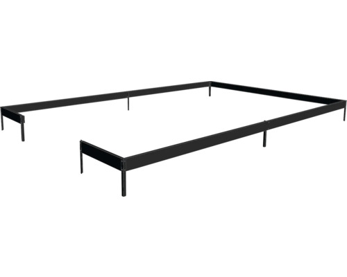 Hochbeet-Bausatz mit schwarzer Umrandung und Stützpfosten