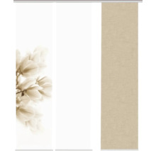 Schiebegardine mit Blumenmuster und Uni-Design