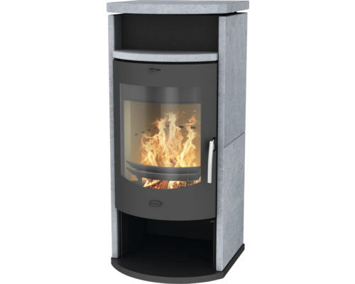 Kaminofen Fireplace Barcelona Speckstein 8 kW mit Holzfach und Wärmefach