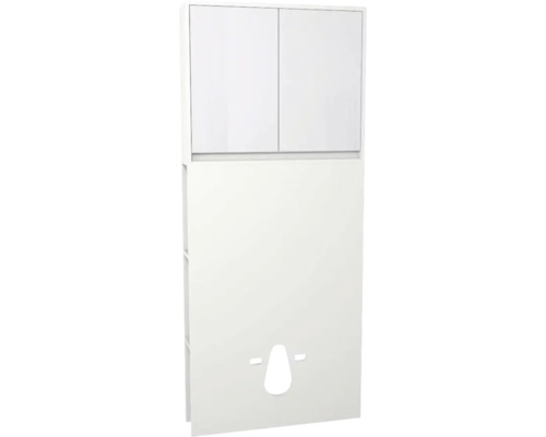 Spülkastenverkleidung Devo Cristal 2.0 80x188x19 cm alpine white/signal white glass mit Schrank aund Seitenregal