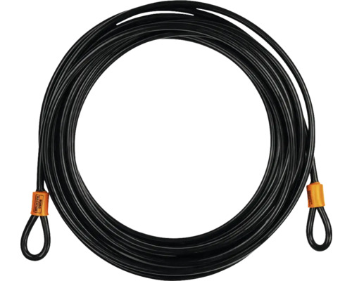 Schwarzes Stahlseil mit Ösen