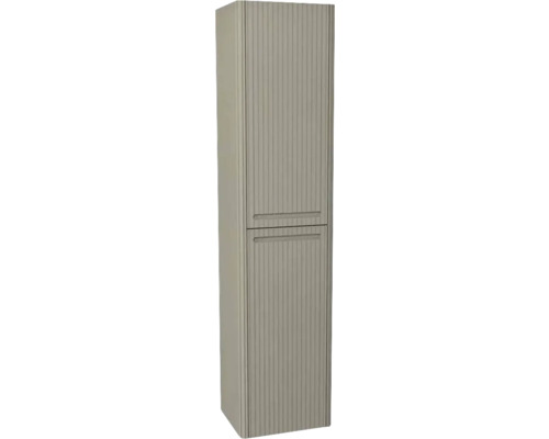 Hochschrank Devo Gloria 2.0 45x165x26 cm Anschlag rechts Struktur grau matt Hochformatiger Badezimmerschrank mit zwei Türen und gerillter Oberfläche