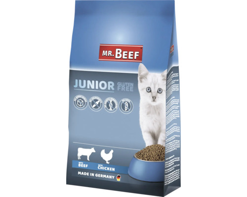 Katzenfutter trocken MR.BEEF Premium Junior Rind & Geflügel 3 kg Mr. Beef Junior Trockenfutter mit Rind und Huhn für junge Katzen